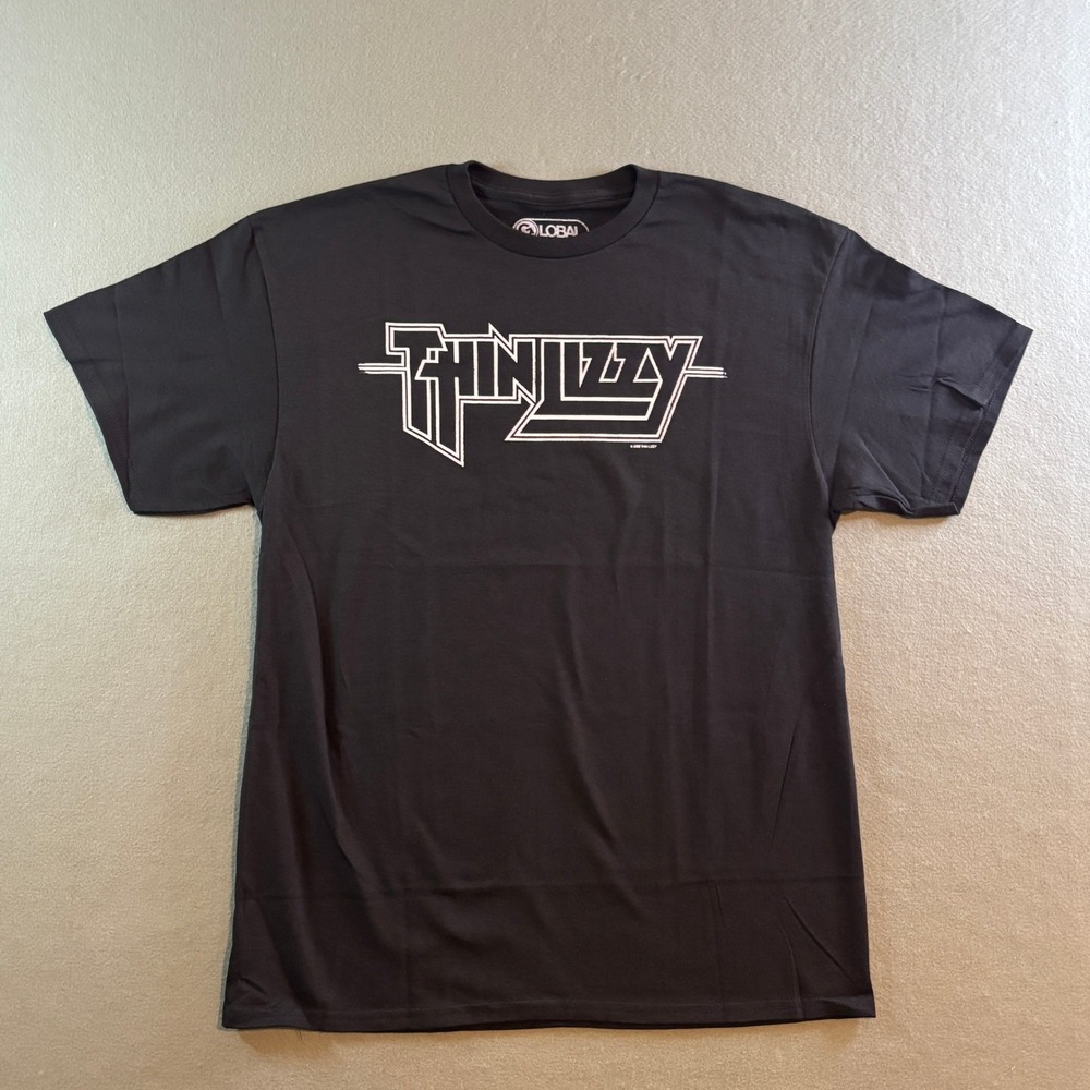 Thin Lizzy Band Logo T-Shirt Mens L Black 70s 80s Heavy Metal Rock Lynott NWOT